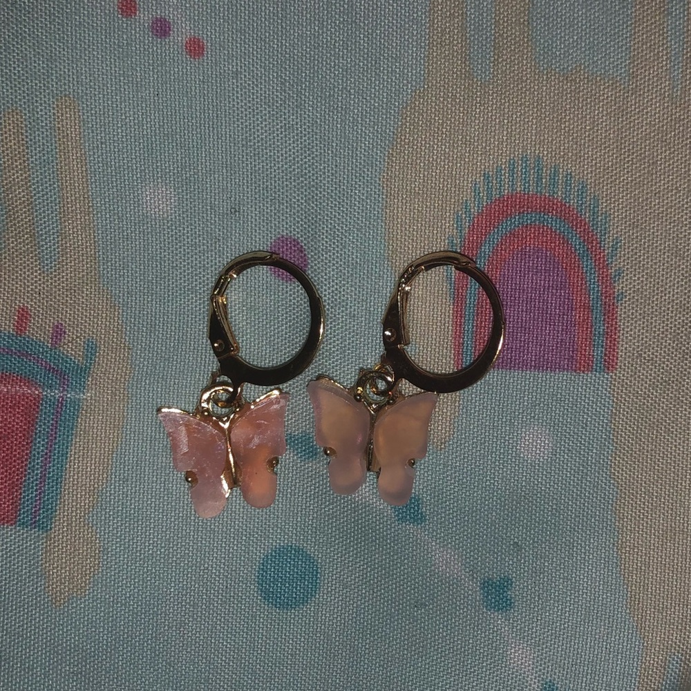 Urban Outfitters pink butterfly earrings